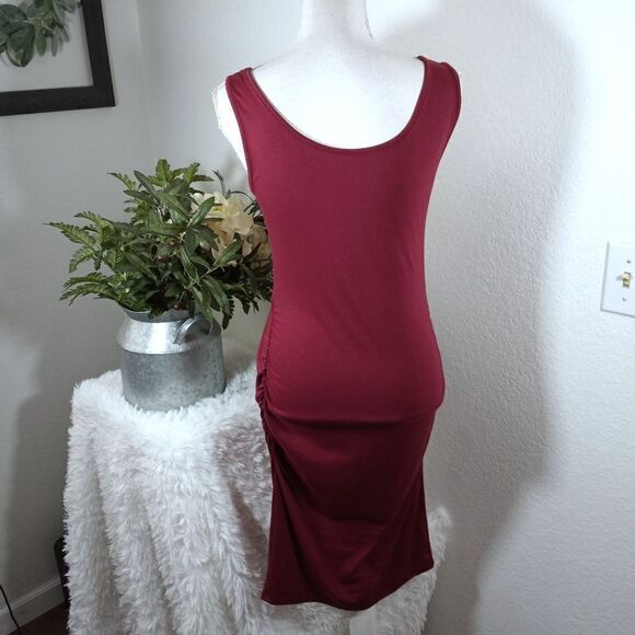 BURGUNDY RUCHED TANK DRESS SZ.S EUC - Picture 4 of 7